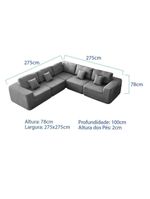 Kit Sofá Modular 5 Lugares Moderno Curvo Orgânico Adapt Bouclé - Amarena Móveis Cinza