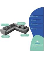 Kit Sofá Modular 5 Lugares Moderno Curvo Orgânico Adapt Bouclé - Amarena Móveis Cinza