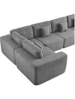 Kit Sofá Modular 5 Lugares Moderno Curvo Orgânico Adapt Bouclé - Amarena Móveis Cinza