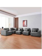 Kit Sofá Modular 5 Lugares Moderno Curvo Orgânico Adapt Bouclé - Amarena Móveis Cinza
