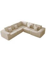 Kit Sofá Modular 5 Lugares Moderno Curvo Orgânico Adapt Bouclé - Amarena Móveis Cor Bege