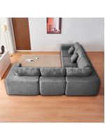 Kit Sofá Modular 5 Lugares Moderno Curvo Orgânico Adapt Bouclé - Amarena Móveis Cinza