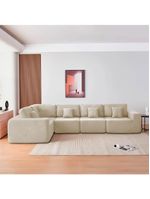 Kit Sofá Modular 5 Lugares Moderno Curvo Orgânico Adapt Bouclé - Amarena Móveis Cor Bege