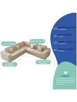 Kit Sofá Modular 5 Lugares Moderno Curvo Orgânico Adapt Bouclé - Amarena Móveis Cor Bege