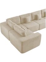 Kit Sofá Modular 5 Lugares Moderno Curvo Orgânico Adapt Bouclé - Amarena Móveis Cor Bege