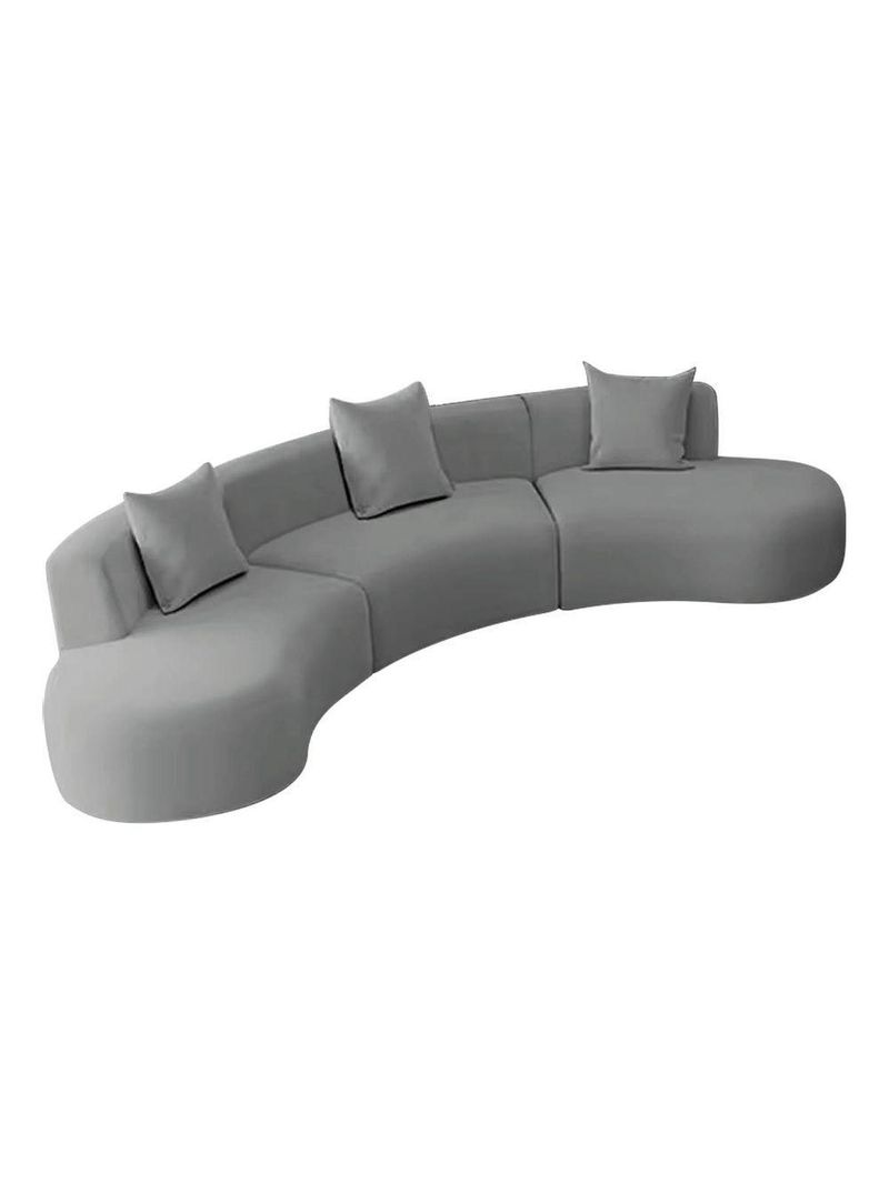 Kit Sofá Modular 4 Lugares 360cm Moderno Curvo Orgânico Duna Bouclé Cinza
