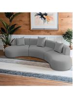 Kit Sofá Modular 4 Lugares 360cm Moderno Curvo Orgânico Duna Bouclé Cinza