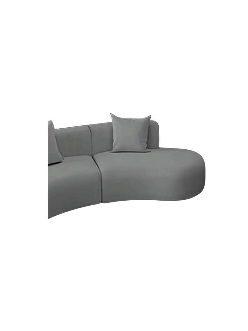Kit Sofá Modular 4 Lugares 360cm Moderno Curvo Orgânico Duna Bouclé Cinza
