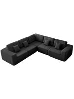 Kit Sofá Modular 5 Lugares Moderno Curvo Orgânico Adapt Linho - Amarena Móveis Preto