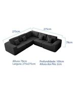 Kit Sofá Modular 5 Lugares Moderno Curvo Orgânico Adapt Linho - Amarena Móveis Preto