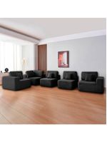 Kit Sofá Modular 5 Lugares Moderno Curvo Orgânico Adapt Linho - Amarena Móveis Preto
