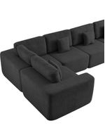 Kit Sofá Modular 5 Lugares Moderno Curvo Orgânico Adapt Linho - Amarena Móveis Preto