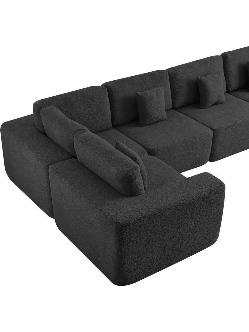 Kit Sofá Modular 5 Lugares Moderno Curvo Orgânico Adapt Linho - Amarena Móveis Preto