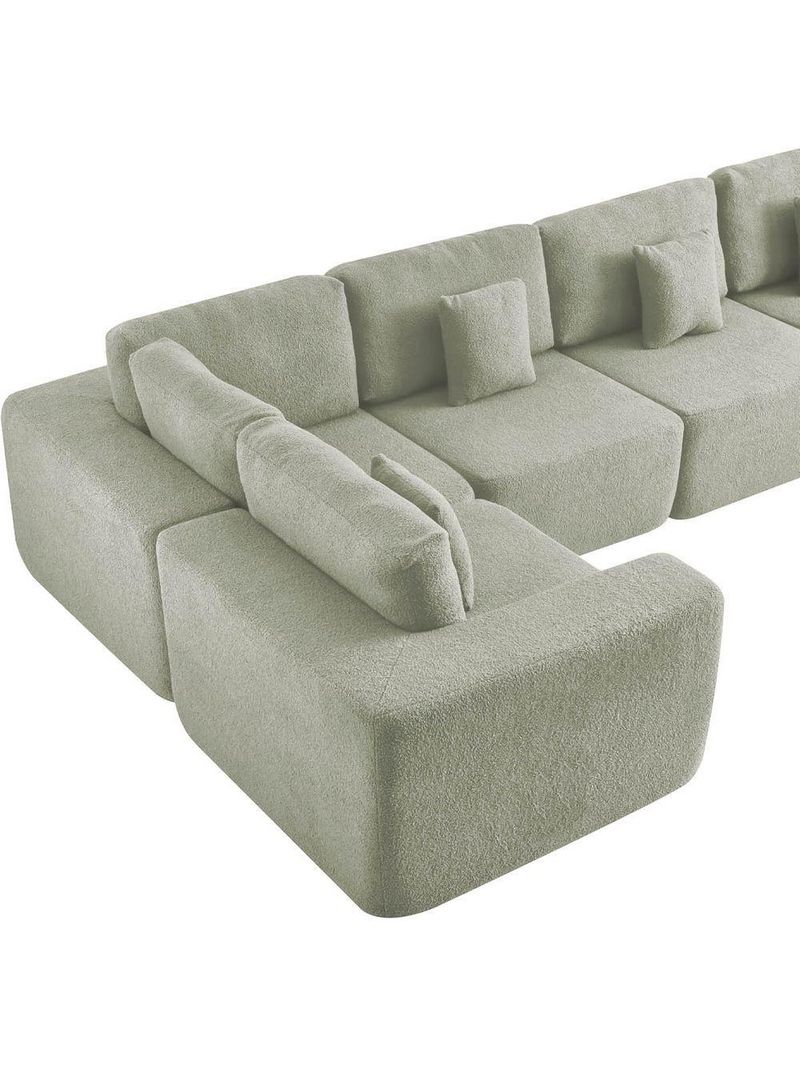 Kit Sofá Modular 5 Lugares Moderno Curvo Orgânico Adapt Bouclé - Amarena Móveis Verde Oliva