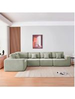 Kit Sofá Modular 5 Lugares Moderno Curvo Orgânico Adapt Bouclé - Amarena Móveis Verde Oliva