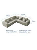 Kit Sofá Modular 5 Lugares Moderno Curvo Orgânico Adapt Bouclé - Amarena Móveis Verde Oliva