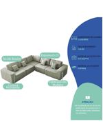 Kit Sofá Modular 5 Lugares Moderno Curvo Orgânico Adapt Bouclé - Amarena Móveis Verde Oliva