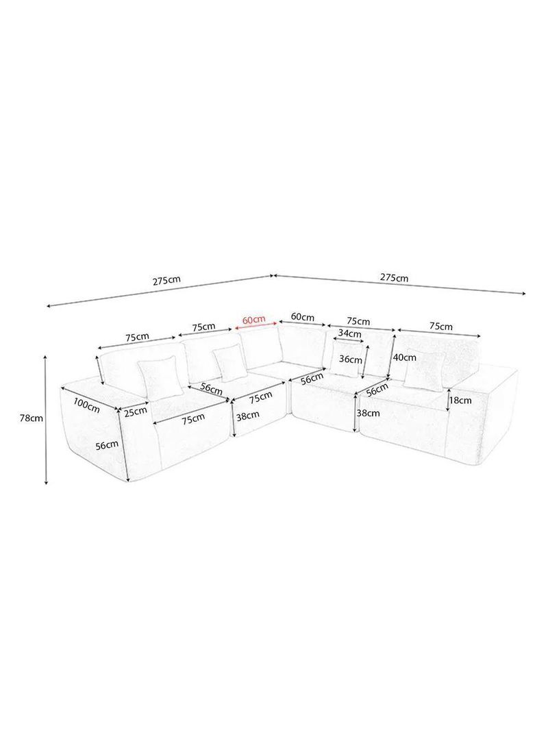 Kit Sofá Modular 5 Lugares Moderno Curvo Orgânico Adapt Bouclé - Amarena Móveis Verde Oliva