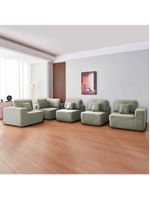 Kit Sofá Modular 5 Lugares Moderno Curvo Orgânico Adapt Bouclé - Amarena Móveis Verde Oliva