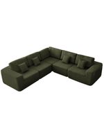 Kit Sofá Modular 5 Lugares Moderno Curvo Orgânico Adapt Linho - Amarena Móveis Verde