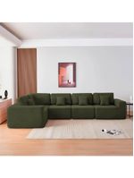 Kit Sofá Modular 5 Lugares Moderno Curvo Orgânico Adapt Linho - Amarena Móveis Verde