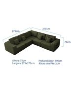 Kit Sofá Modular 5 Lugares Moderno Curvo Orgânico Adapt Linho - Amarena Móveis Verde