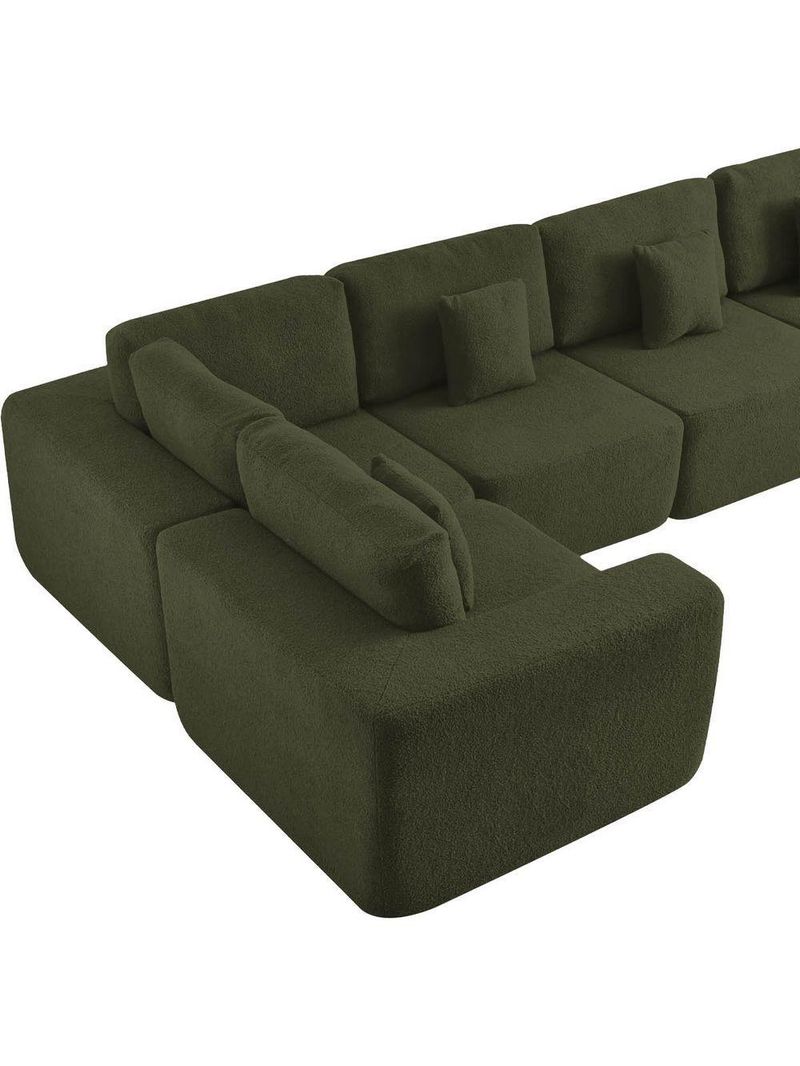 Kit Sofá Modular 5 Lugares Moderno Curvo Orgânico Adapt Linho - Amarena Móveis Verde