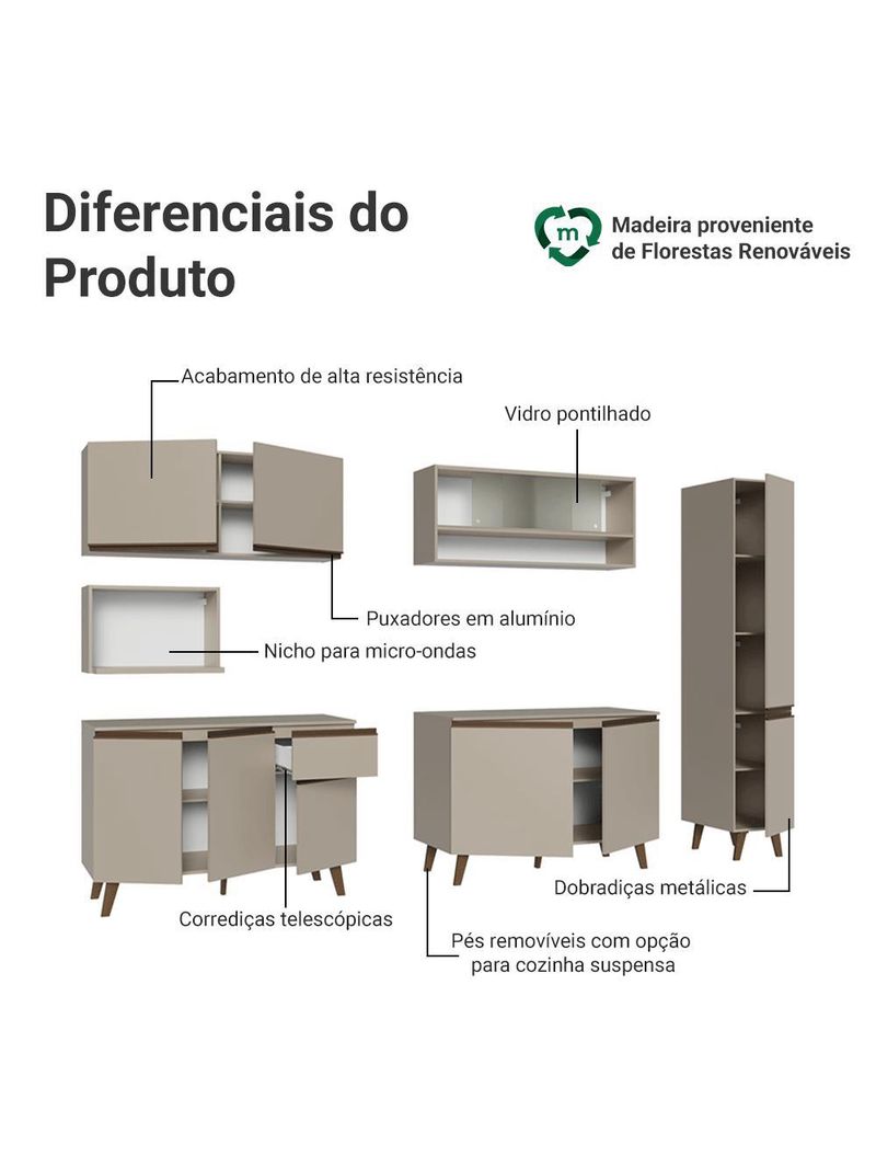 Armário de cozinha completa 280 cm  nice madesa 02