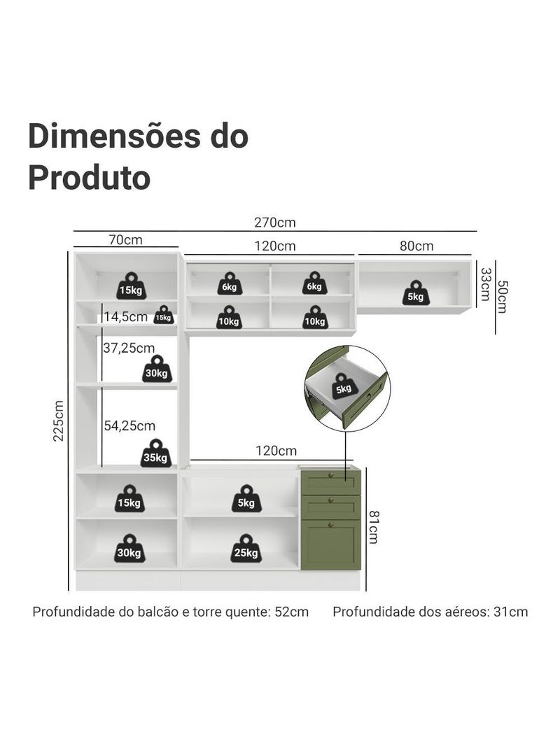 Armário de cozinha completa 270 cm vik madesa 04