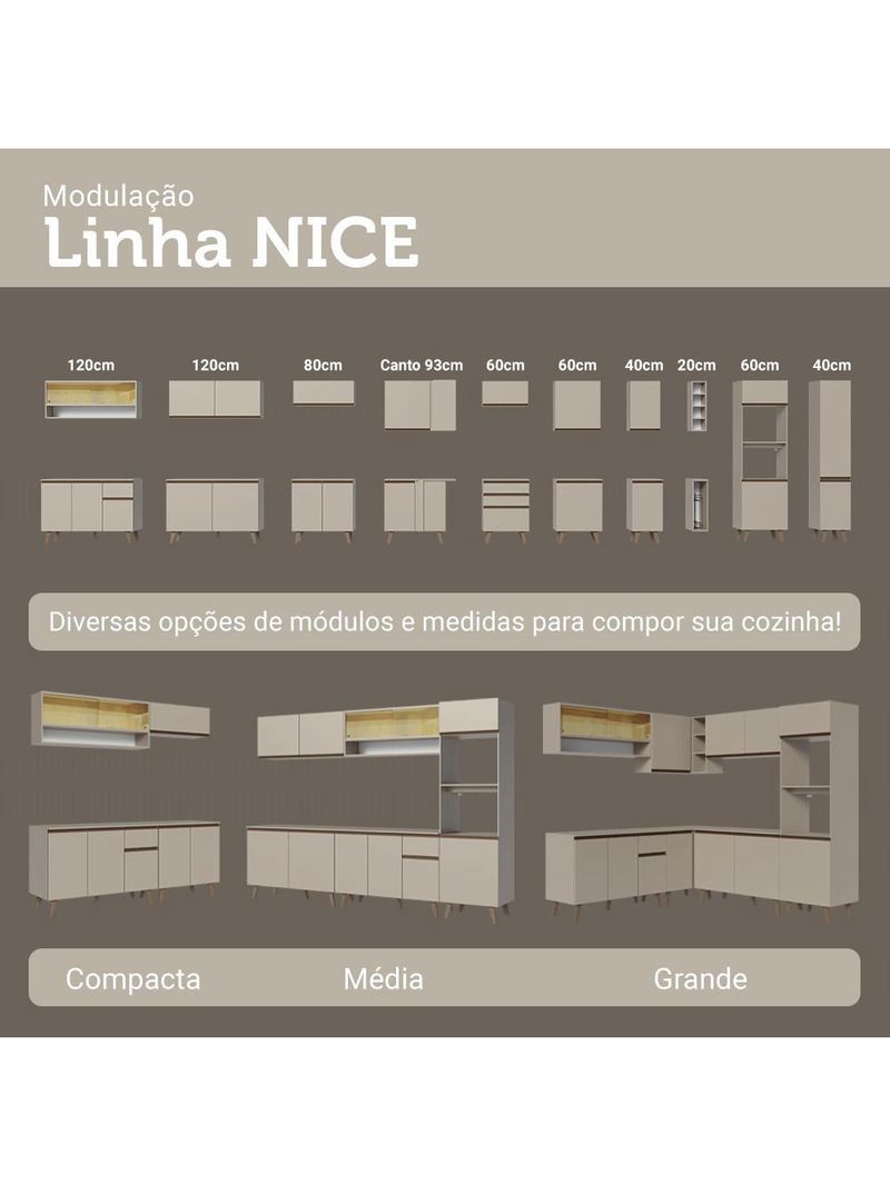 Armário de cozinha completa 280 cm  nice madesa 02