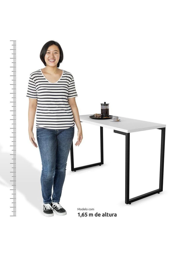 Mesa De Cozinha Bistrô Porto Branco 120cm Com 2 Banquetas Industriais Maviê Branco/preto - Mpozenato