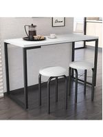 Mesa De Cozinha Bistrô Porto Branco 120cm Com 2 Banquetas Industriais Maviê Branco/preto - Mpozenato