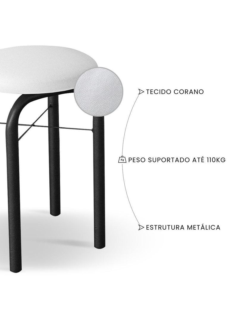 Mesa De Cozinha Bistrô Porto Branco 120cm Com 2 Banquetas Industriais Maviê Branco/preto - Mpozenato