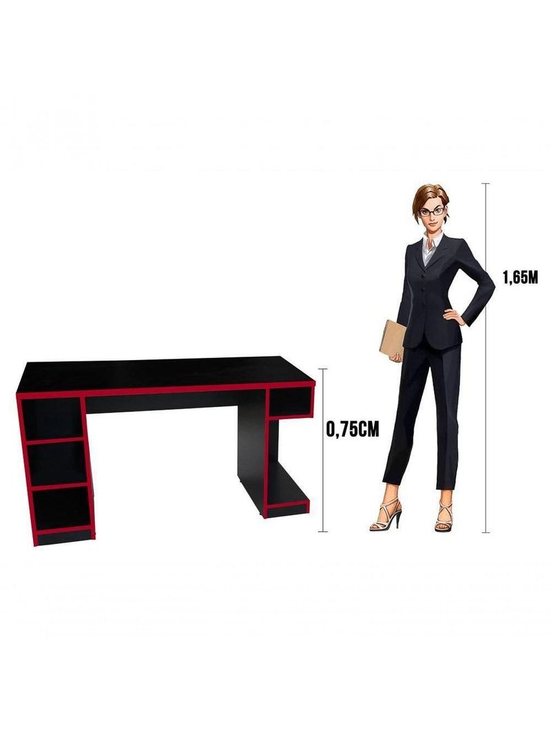 Mesa Para Computador Notebook Gamer Pro Preto-vermelho - Fit Mobel