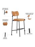 Banqueta Alta Bar Estofada Kit 8 Milli Sintético Caramelo A14 - Mpozenato
