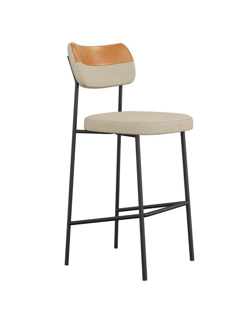 Banqueta Alta Bar Estofada Kit 8 Milli Linho Caramelo/areia A14 - Mpozenato