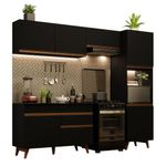 Armário de cozinha completa 250cm preto reims madesa 06