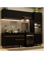 Armário de cozinha completa 250cm preto reims madesa 06