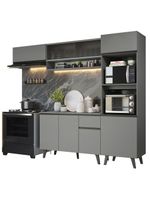 Armário de cozinha completa 260cm cinza nice madesa 04