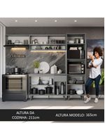Armário de cozinha completa 260cm cinza nice madesa 04