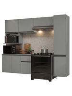 Armário de cozinha completa 240 cm suspensa cinza nice madesa 09