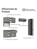 Armário de cozinha completa 240 cm suspensa cinza nice madesa 09