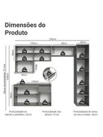 Armário de cozinha completa 240 cm suspensa cinza nice madesa 09