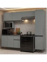 Armário de cozinha completa 240 cm suspensa cinza nice madesa 09