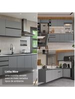 Armário de cozinha completa 240 cm suspensa cinza nice madesa 09