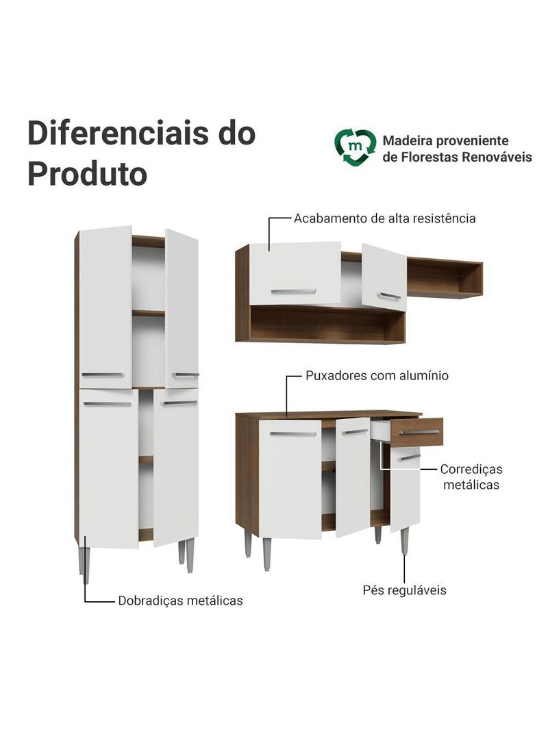 Armário de cozinha completa 229cm emilly madesa 016
