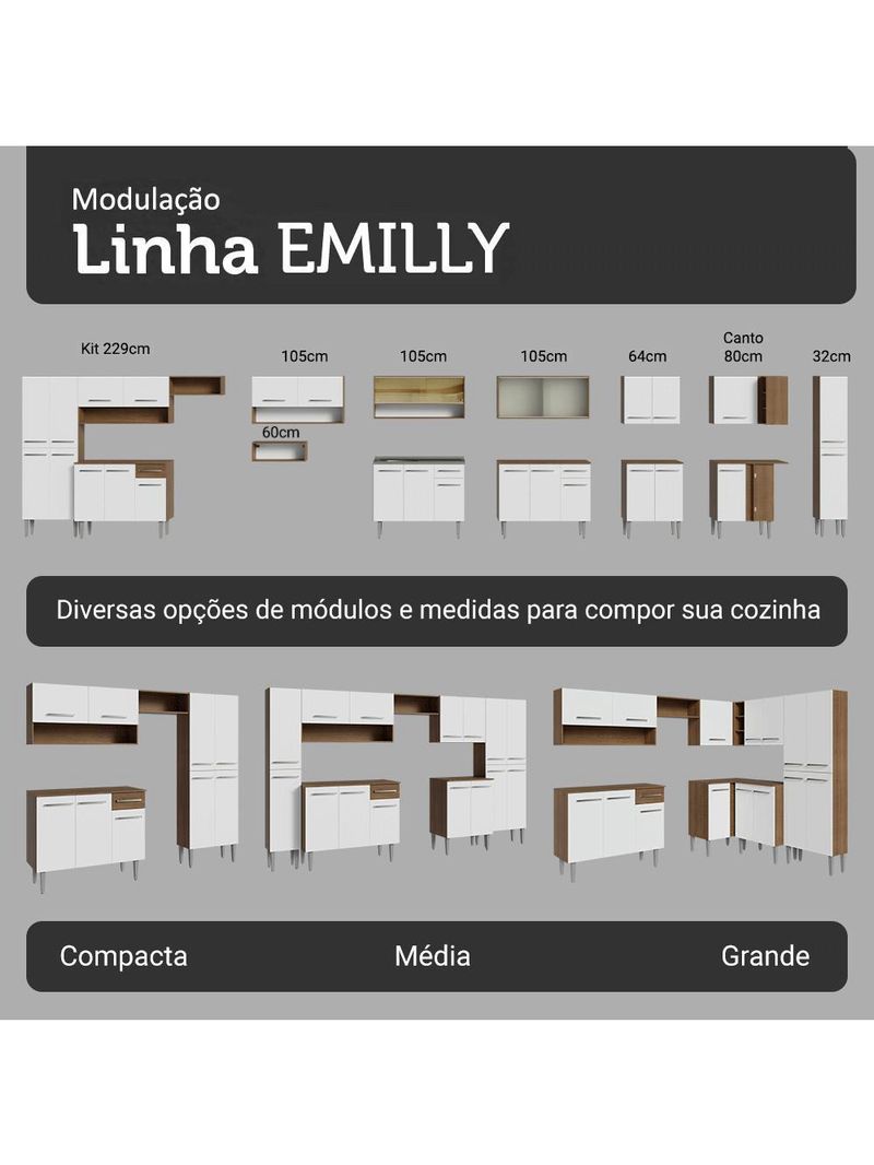 Armário de cozinha completa 229cm emilly madesa 016