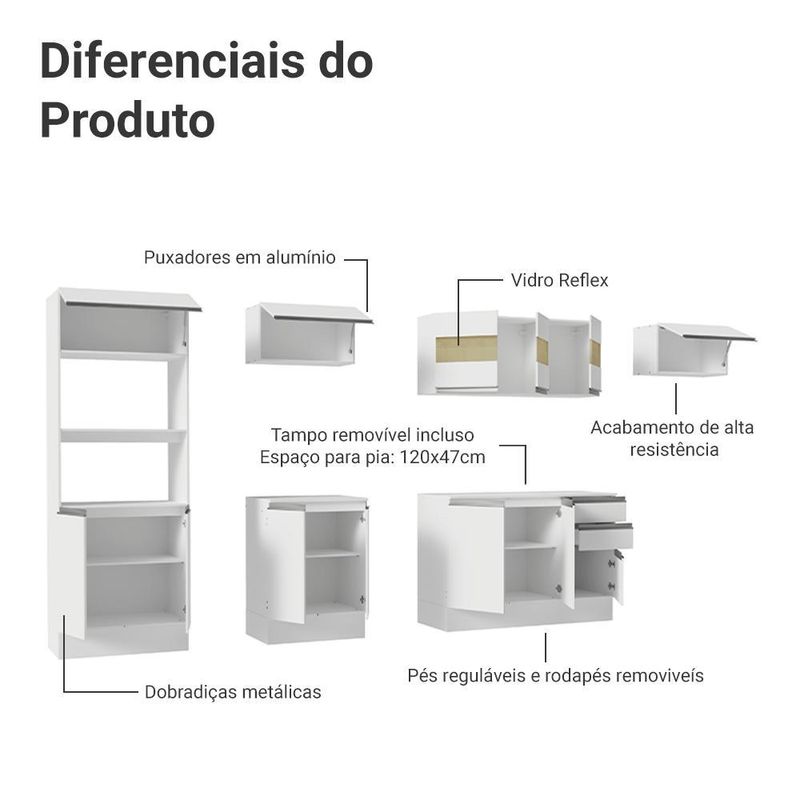 Armário de cozinha completa 100% mdf 310 cm smart 02