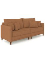 Sofá 3 Lugares Living 212cm Pé Madeira Zoe Linho Terracota Z08 - Mpozenato