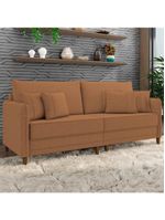Sofá 3 Lugares Living 212cm Pé Madeira Zoe Linho Terracota Z08 - Mpozenato